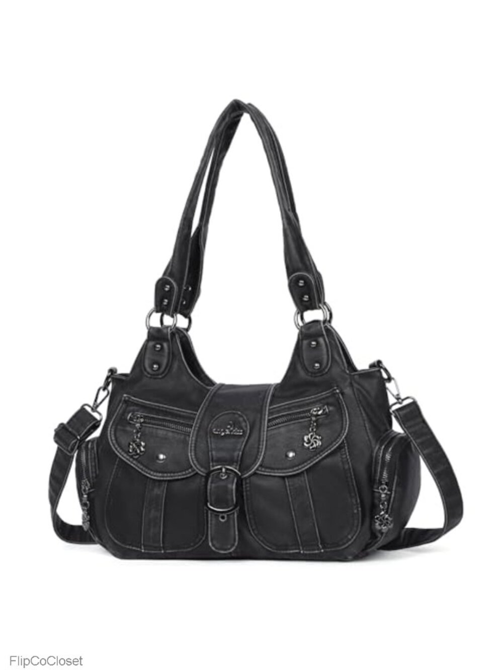 Vegan Leather Hobo Shoulder Bag Crossbody Strap Roomy Tote Purse